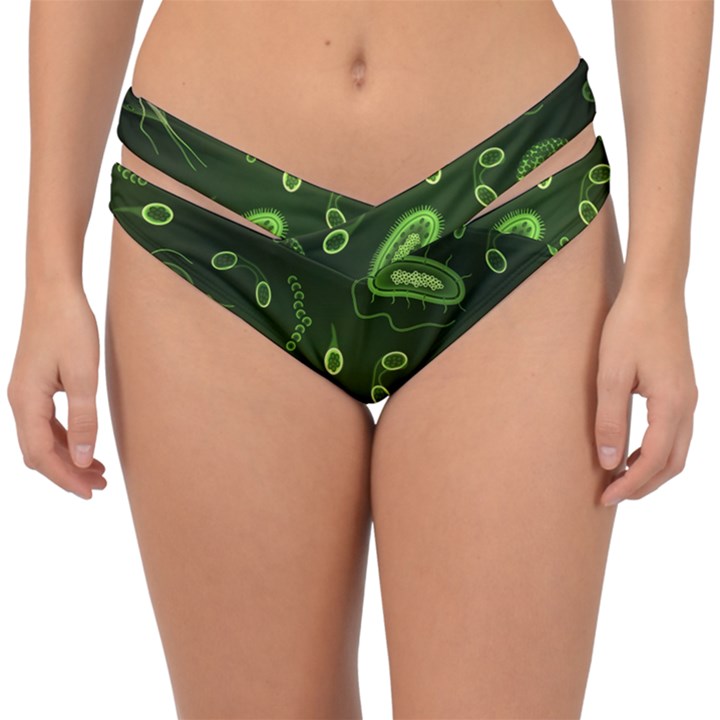 Bacteria-virus-seamless-pattern-inversion Double Strap Halter Bikini Bottoms