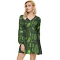 Bacteria-virus-seamless-pattern-inversion Tiered Long Sleeve Mini Dress View1