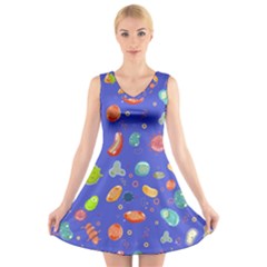 Virus-seamless-pattern V-neck Sleeveless Dress by Simbadda