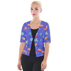 Virus-seamless-pattern Cropped Button Cardigan