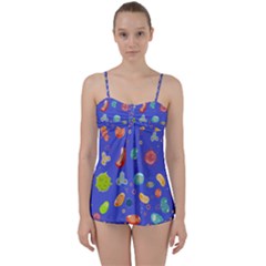 Virus-seamless-pattern Babydoll Tankini Set