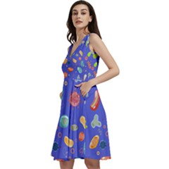 Virus-seamless-pattern Sleeveless V-neck Skater Dress With Pockets by Simbadda