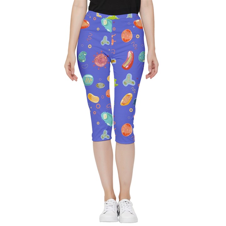 Virus-seamless-pattern Inside Out Lightweight Velour Capri Leggings 