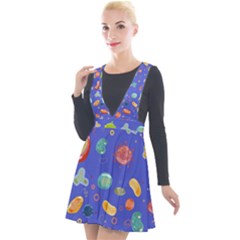 Virus-seamless-pattern Plunge Pinafore Velour Dress by Simbadda