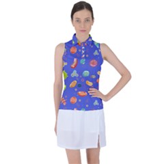 Virus-seamless-pattern Women s Sleeveless Polo Tee by Simbadda