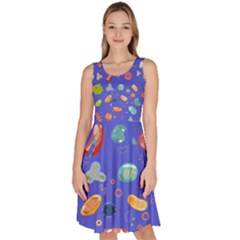 Virus-seamless-pattern Knee Length Skater Dress With Pockets by Simbadda