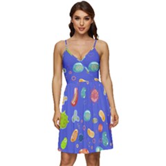 Virus-seamless-pattern V-neck Pocket Summer Dress  by Simbadda