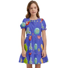 Virus-seamless-pattern Kids  Puff Sleeved Dress by Simbadda