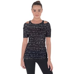 Math-equations-formulas-pattern Shoulder Cut Out Short Sleeve Top