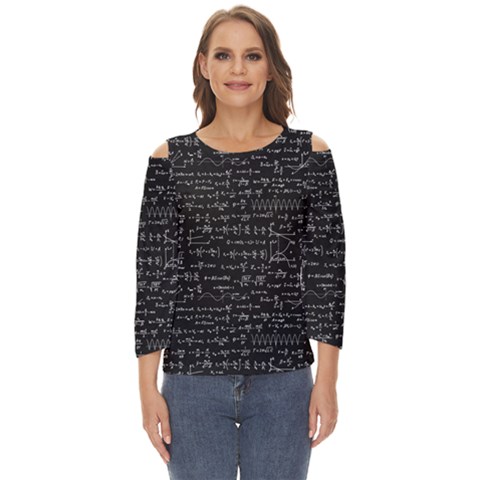 Math-equations-formulas-pattern Cut Out Wide Sleeve Top by Simbadda