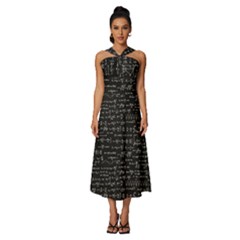 Math-equations-formulas-pattern Sleeveless Cross Front Cocktail Midi Chiffon Dress by Simbadda