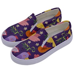 Exotic-seamless-pattern-with-parrots-fruits Kids  Canvas Slip Ons by Simbadda