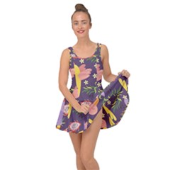 Exotic-seamless-pattern-with-parrots-fruits Inside Out Casual Dress by Simbadda