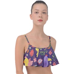 Exotic-seamless-pattern-with-parrots-fruits Frill Bikini Top by Simbadda