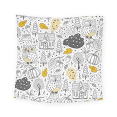 Doodle-seamless-pattern-with-autumn-elements Square Tapestry (small) by Simbadda