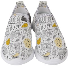 Doodle-seamless-pattern-with-autumn-elements Kids  Slip On Sneakers