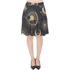 Asian-seamless-pattern-with-clouds-moon-sun-stars-vector-collection-oriental-chinese-japanese-korean Velvet High Waist Skirt by Simbadda