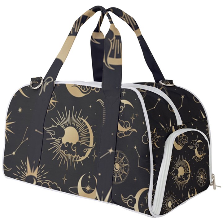 Asian-seamless-pattern-with-clouds-moon-sun-stars-vector-collection-oriental-chinese-japanese-korean Burner Gym Duffel Bag