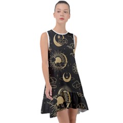 Asian-seamless-pattern-with-clouds-moon-sun-stars-vector-collection-oriental-chinese-japanese-korean Frill Swing Dress by Simbadda