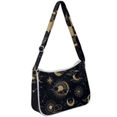 Asian-seamless-pattern-with-clouds-moon-sun-stars-vector-collection-oriental-chinese-japanese-korean Zip Up Shoulder Bag by Simbadda