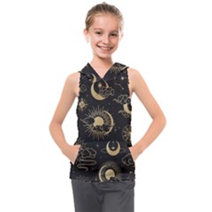 Asian-seamless-pattern-with-clouds-moon-sun-stars-vector-collection-oriental-chinese-japanese-korean Kids  Sleeveless Hoodie by Simbadda