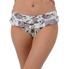 Seamless-pattern-with-cute-sloths Frill Bikini Bottoms by Simbadda