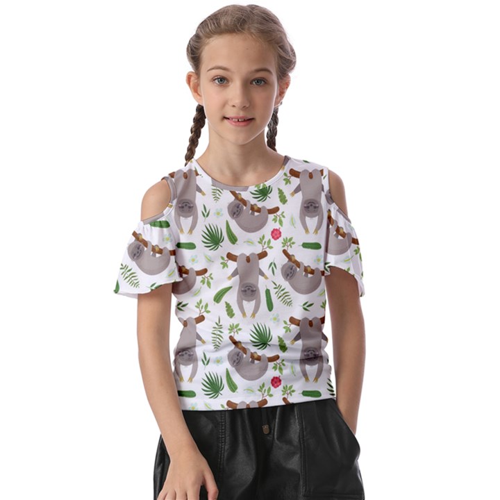 Seamless-pattern-with-cute-sloths Kids  Butterfly Cutout Tee