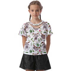 Seamless-pattern-with-cute-sloths Kids  Front Cut Tee by Simbadda