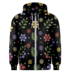 Embroidery-seamless-pattern-with-flowers Men s Zipper Hoodie by Simbadda