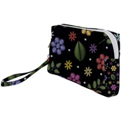 Embroidery-seamless-pattern-with-flowers Wristlet Pouch Bag (small) by Simbadda