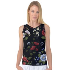 Floral-folk-fashion-ornamental-embroidery-pattern Women s Basketball Tank Top by Simbadda