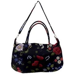 Floral-folk-fashion-ornamental-embroidery-pattern Removable Strap Handbag by Simbadda