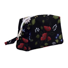 Floral-folk-fashion-ornamental-embroidery-pattern Wristlet Pouch Bag (medium) by Simbadda