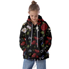 Floral-folk-fashion-ornamental-embroidery-pattern Kids  Oversized Hoodie by Simbadda