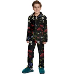 Floral-folk-fashion-ornamental-embroidery-pattern Kids  Long Sleeve Velvet Pajamas Set by Simbadda