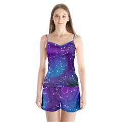 Realistic-night-sky-poster-with-constellations Satin Pajamas Set by Simbadda