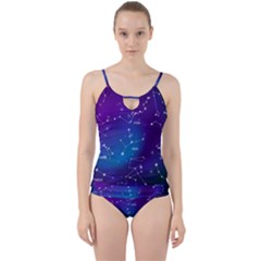 Realistic-night-sky-poster-with-constellations Cut Out Top Tankini Set by Simbadda