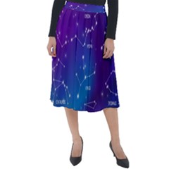 Realistic-night-sky-poster-with-constellations Classic Velour Midi Skirt  by Simbadda