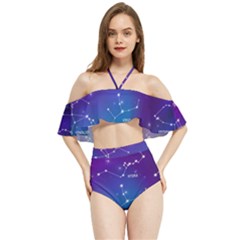 Realistic-night-sky-poster-with-constellations Halter Flowy Bikini Set 