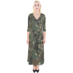 Camouflage-splatters-background Quarter Sleeve Wrap Maxi Dress by Simbadda