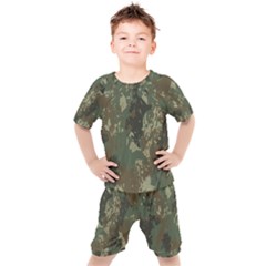 Camouflage-splatters-background Kids  Tee And Shorts Set by Simbadda