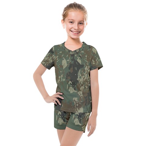 Camouflage-splatters-background Kids  Mesh Tee And Shorts Set by Simbadda