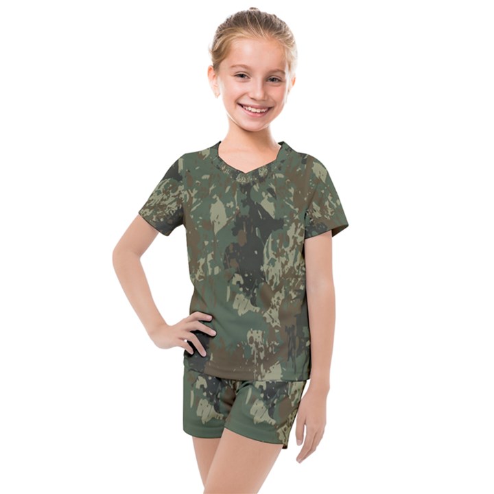 Camouflage-splatters-background Kids  Mesh Tee and Shorts Set