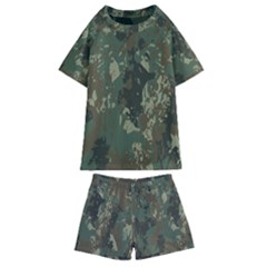 Camouflage-splatters-background Kids  Swim Tee And Shorts Set by Simbadda