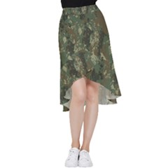 Camouflage-splatters-background Frill Hi Low Chiffon Skirt by Simbadda