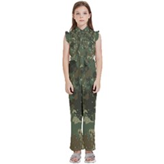 Camouflage-splatters-background Kids  Sleeveless Ruffle Edge Band Collar Chiffon One Piece