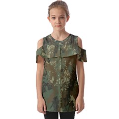 Camouflage-splatters-background Fold Over Open Sleeve Top by Simbadda