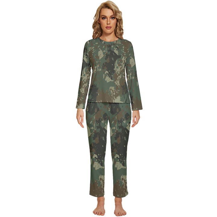 Camouflage-splatters-background Womens  Long Sleeve Lightweight Pajamas Set