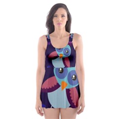 Owl-pattern-background Skater Dress Swimsuit by Simbadda