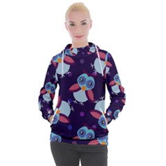 Owl-pattern-background Women s Hooded Pullover